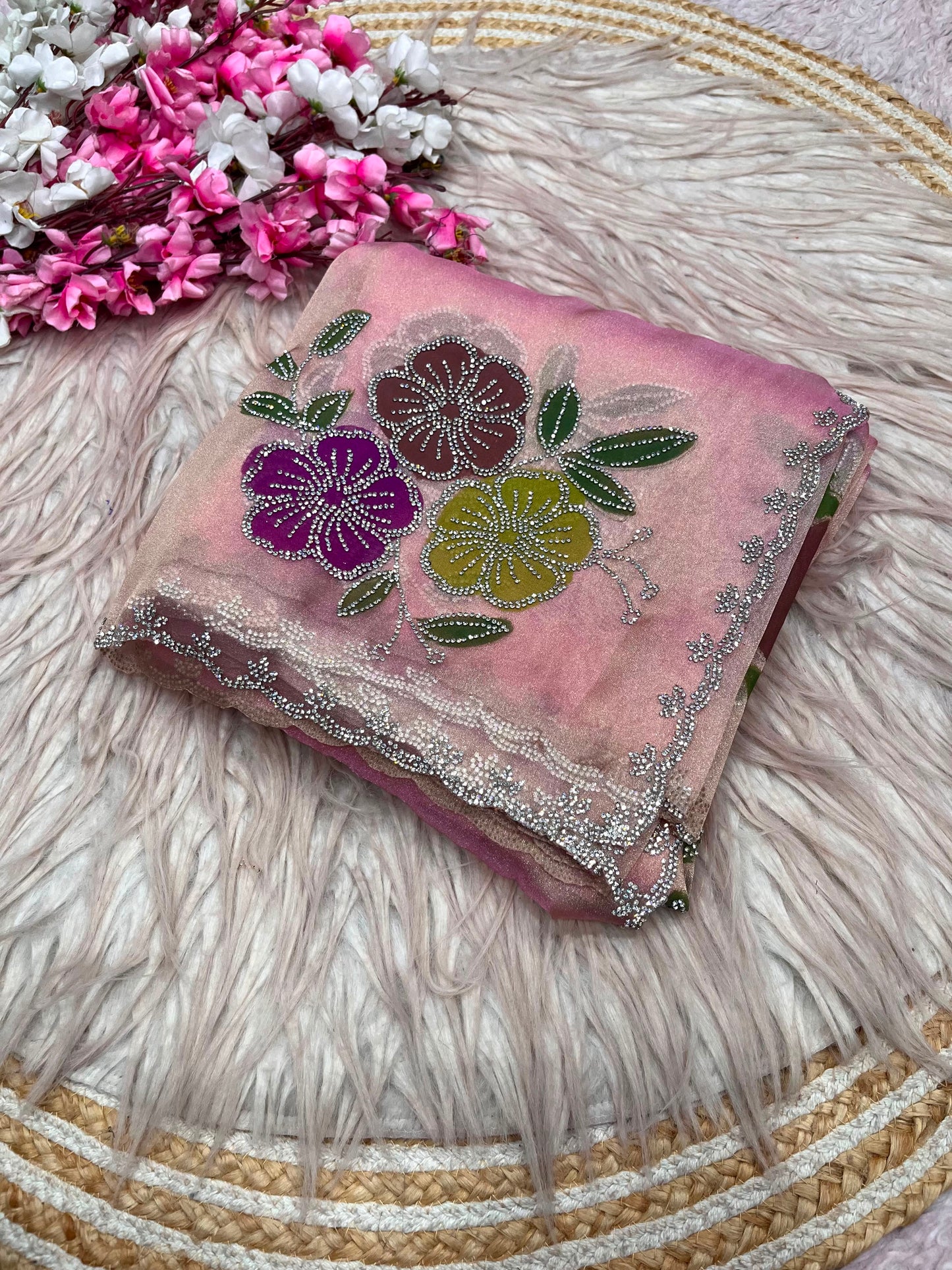Brush paint tissue silk sarees