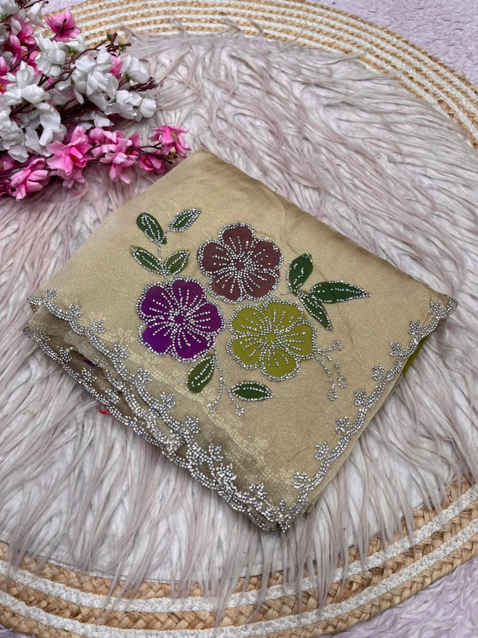Brush paint tissue silk sarees