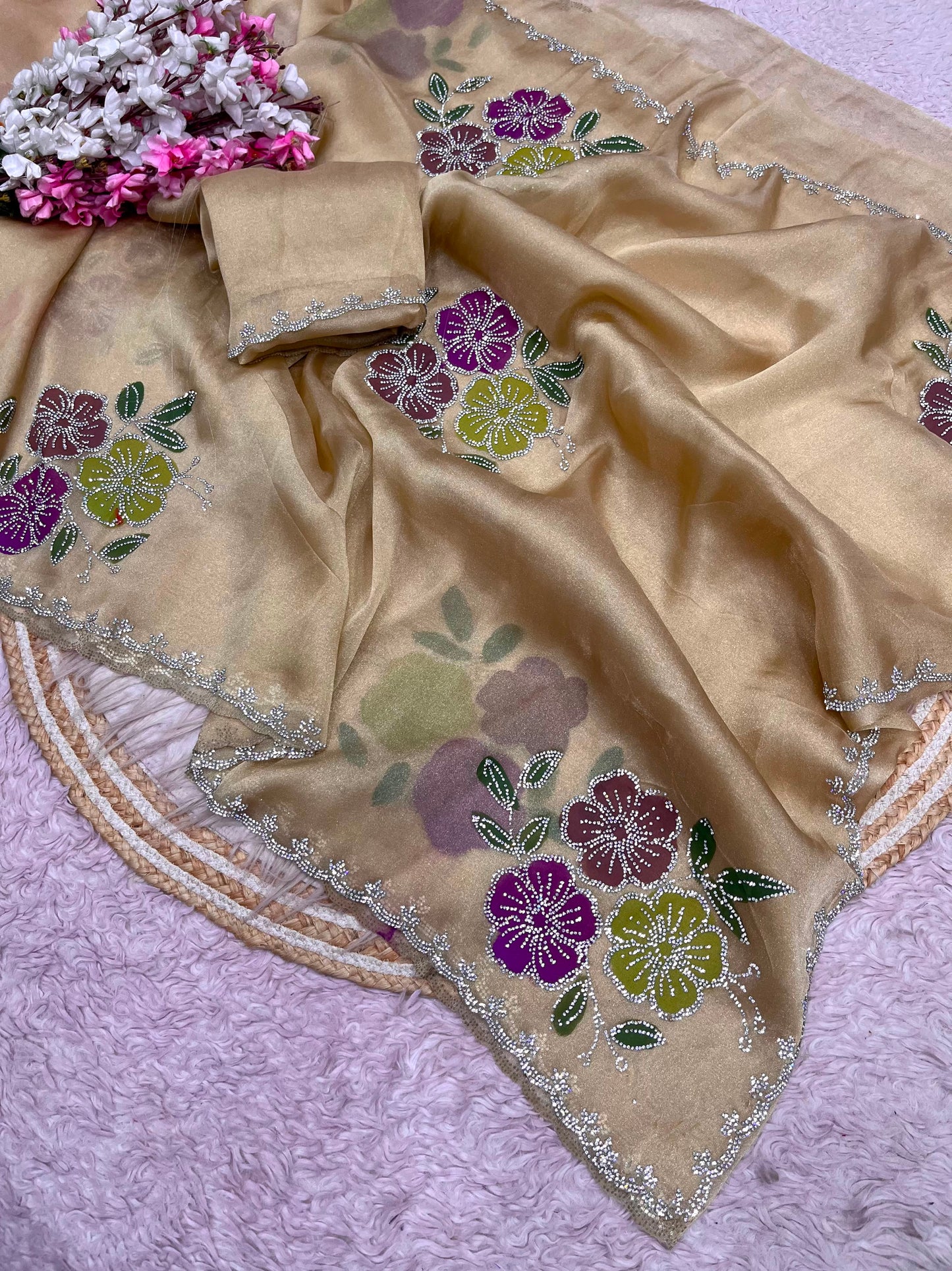 Brush paint tissue silk sarees