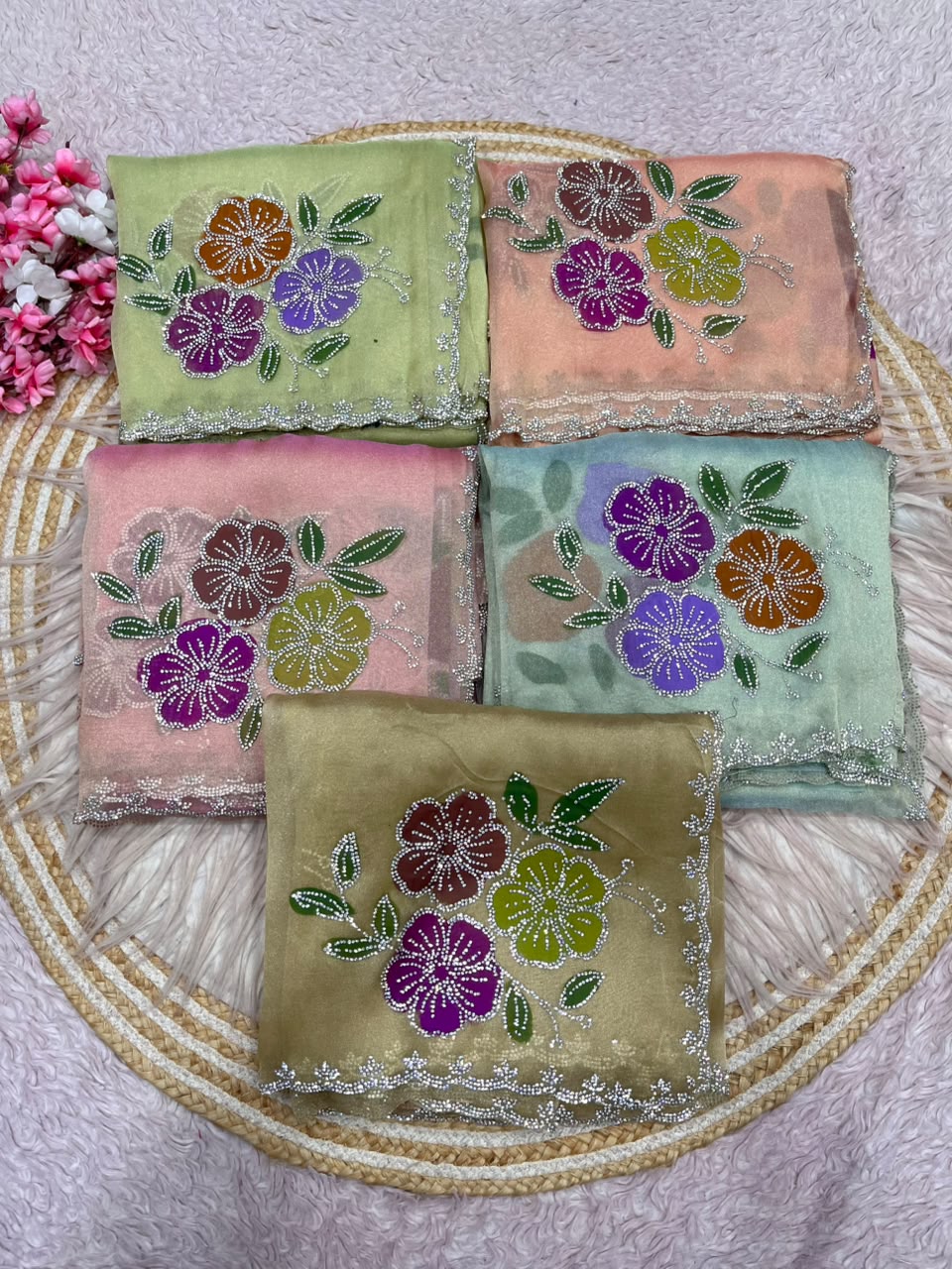 Brush paint tissue silk sarees