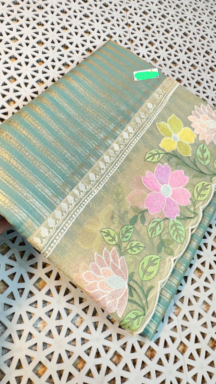 Applique work embroidery sarees
