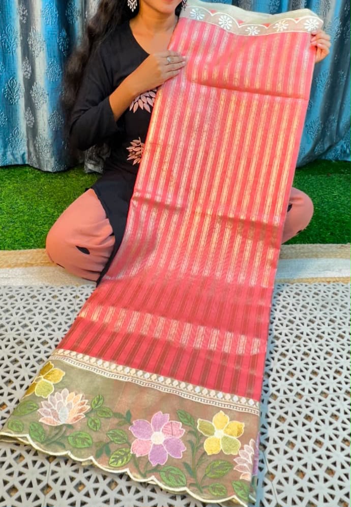Applique work embroidery sarees
