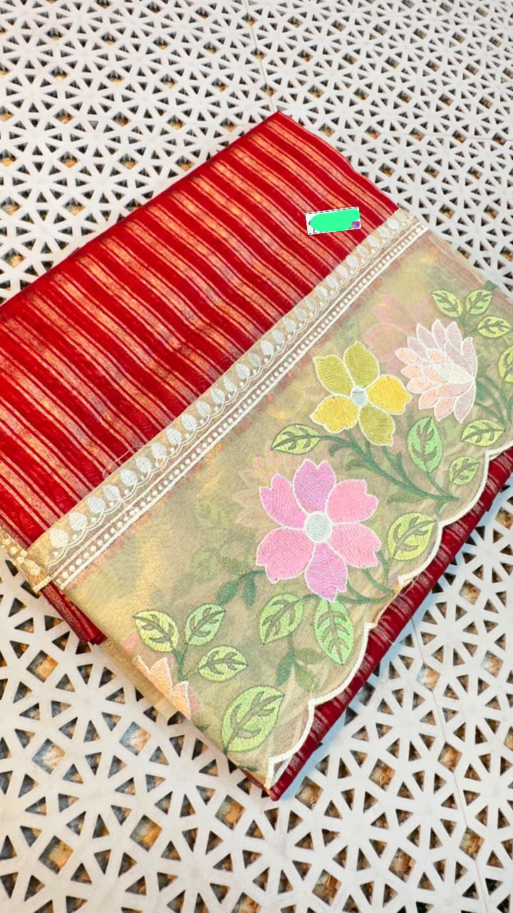Applique work embroidery sarees