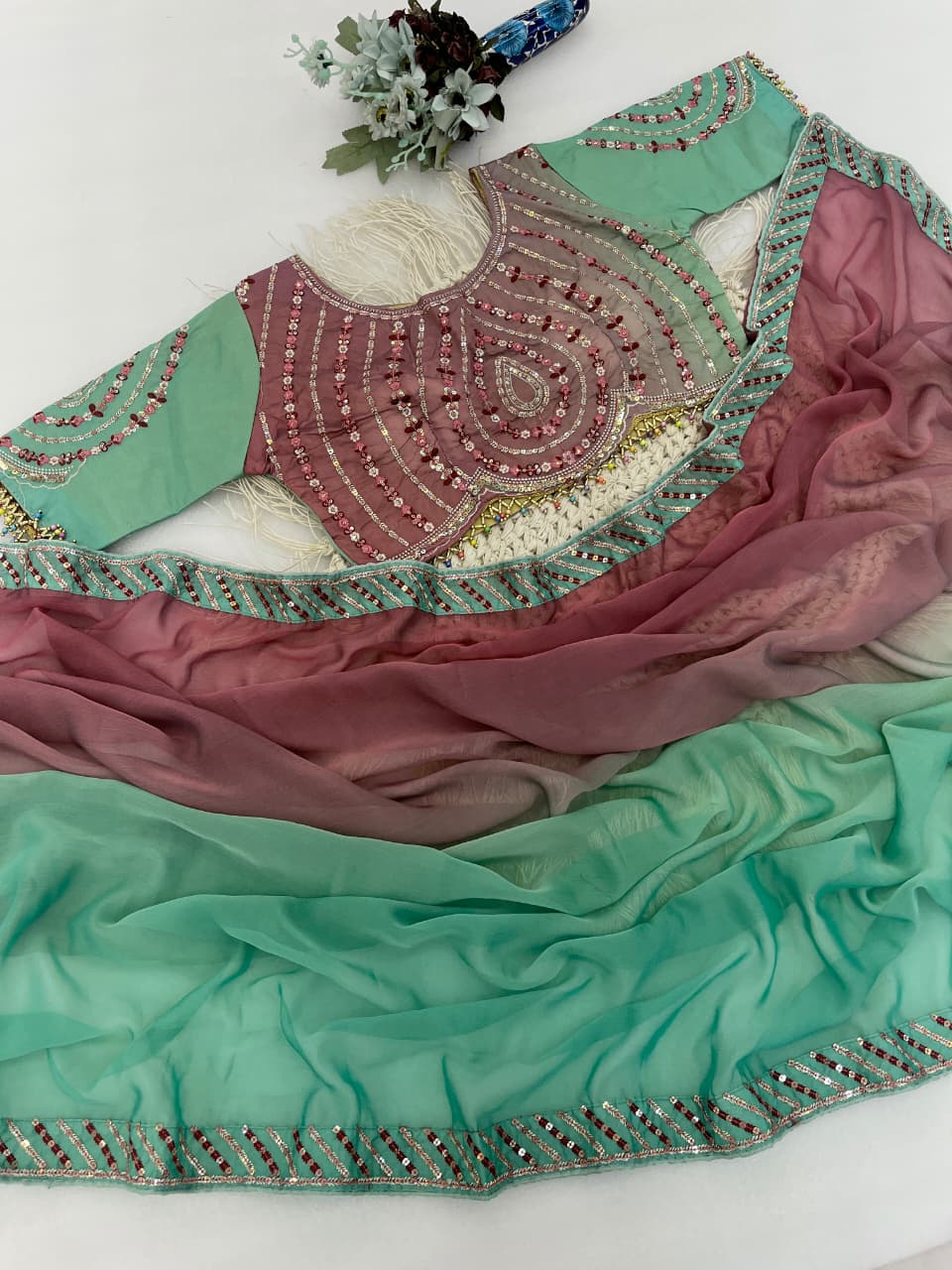 Embroidery chiffon sarees