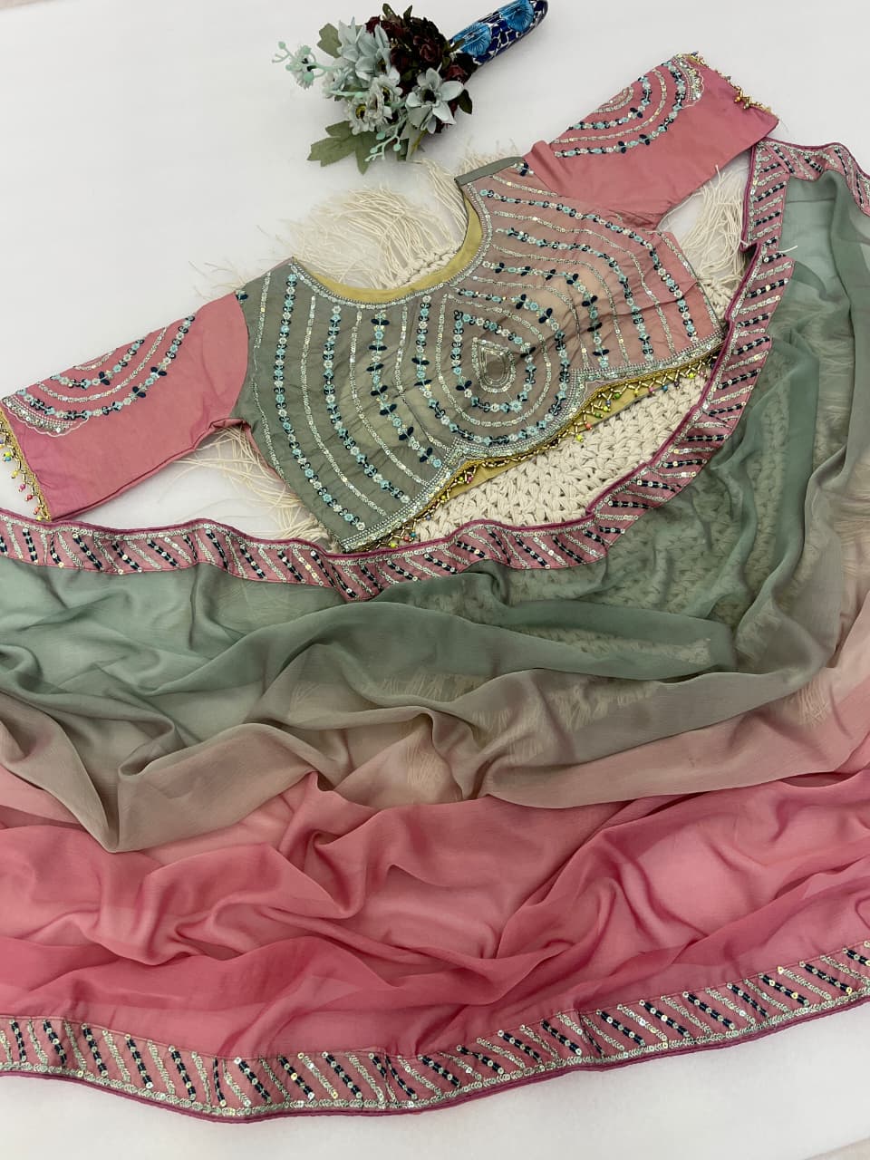 Embroidery chiffon sarees
