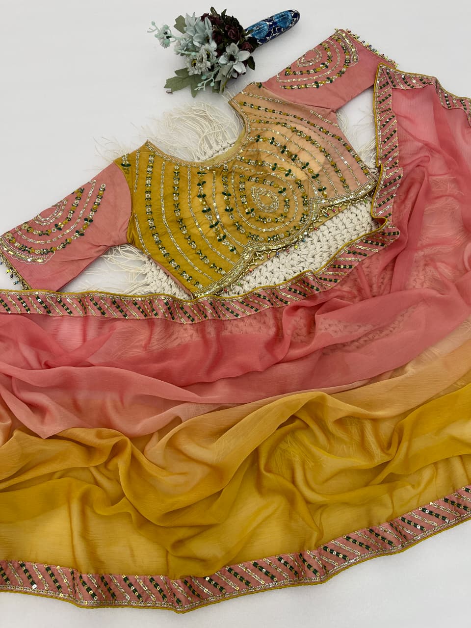 Embroidery chiffon sarees