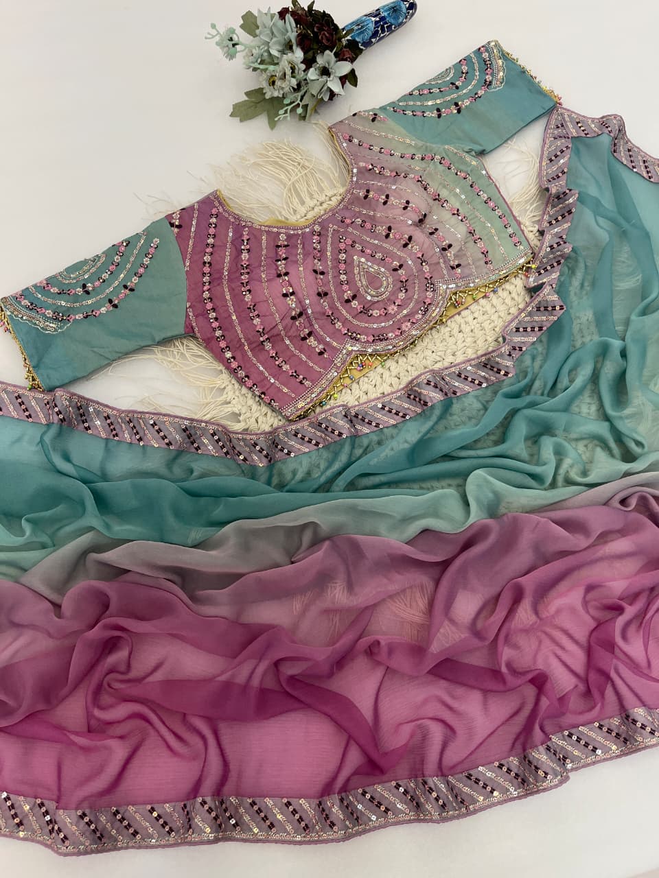 Embroidery chiffon sarees