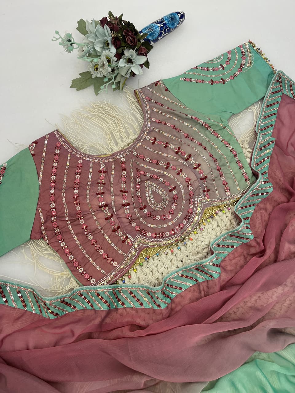 Embroidery chiffon sarees