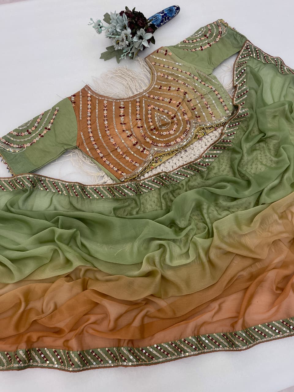 Embroidery chiffon sarees