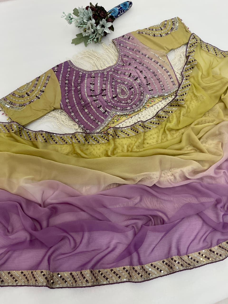 Embroidery chiffon sarees