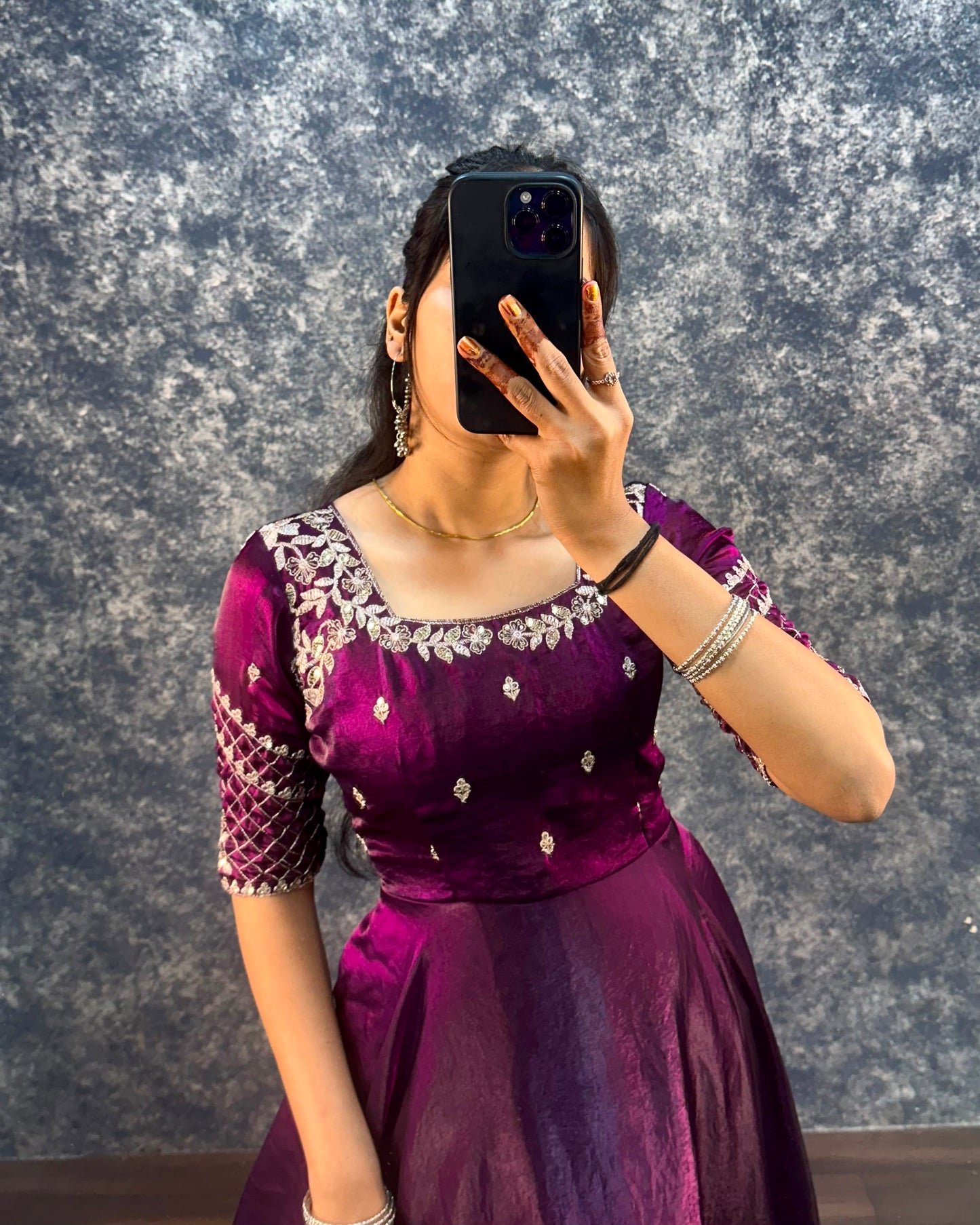 Embroidery sequence gown with duppatta