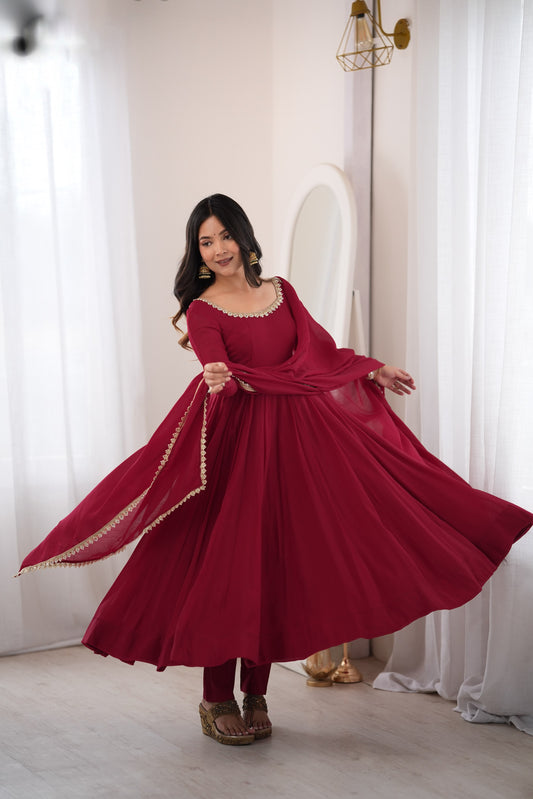Mul chanderi anarkali with duppatta