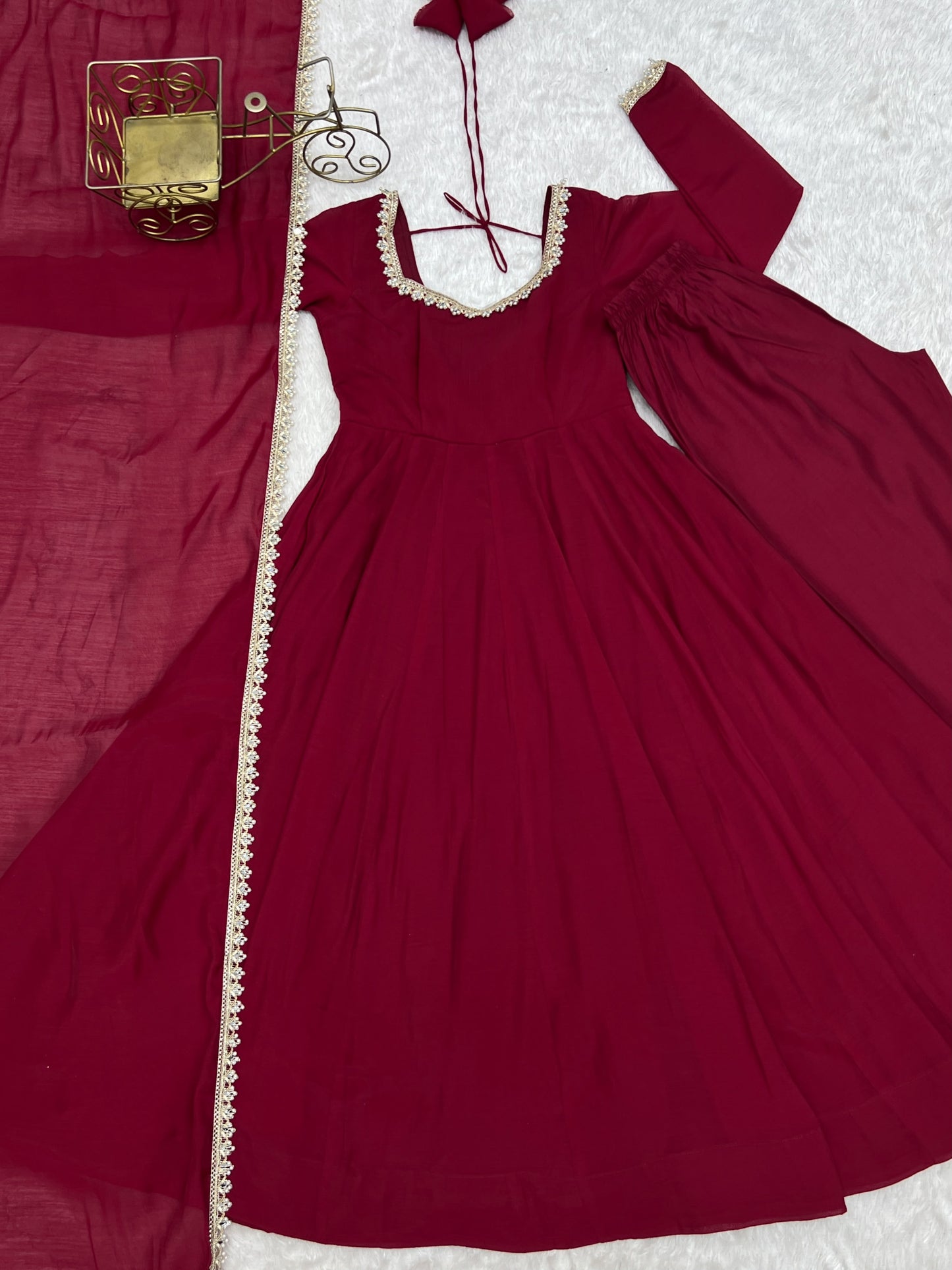 Mul chanderi anarkali with duppatta