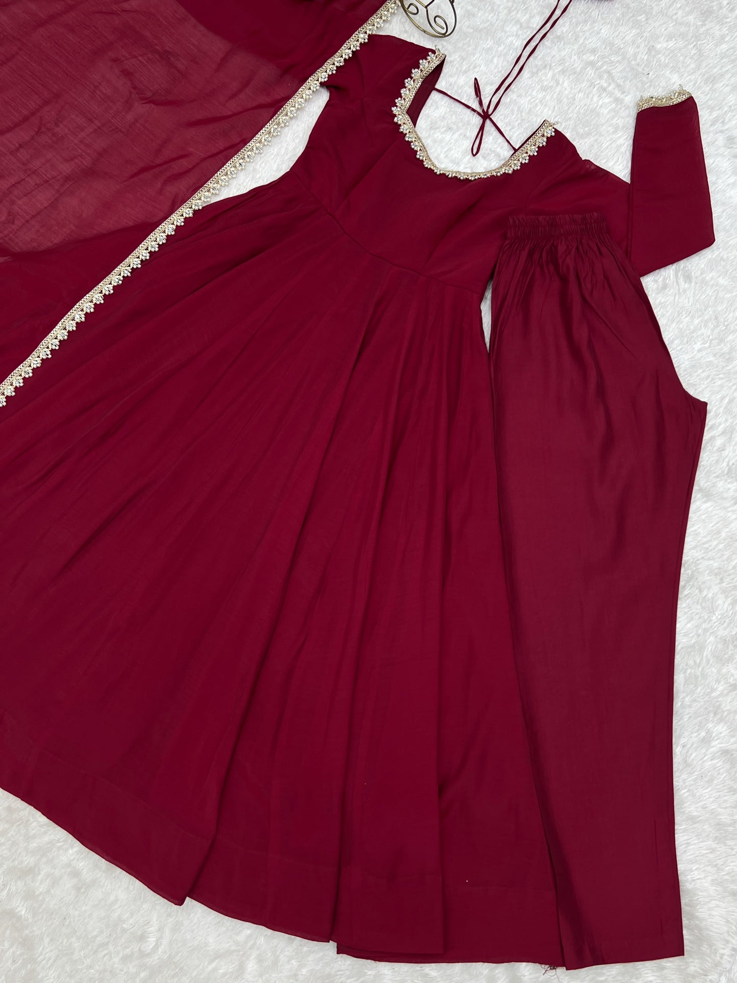 Mul chanderi anarkali with duppatta