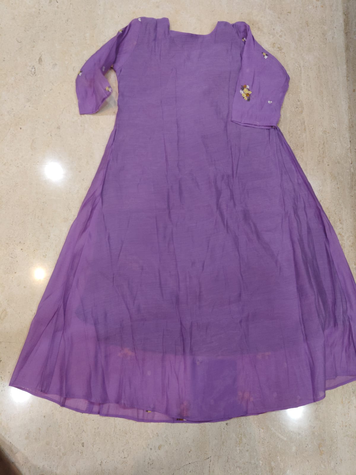 Mul chanderi maggam work anarkali kurti