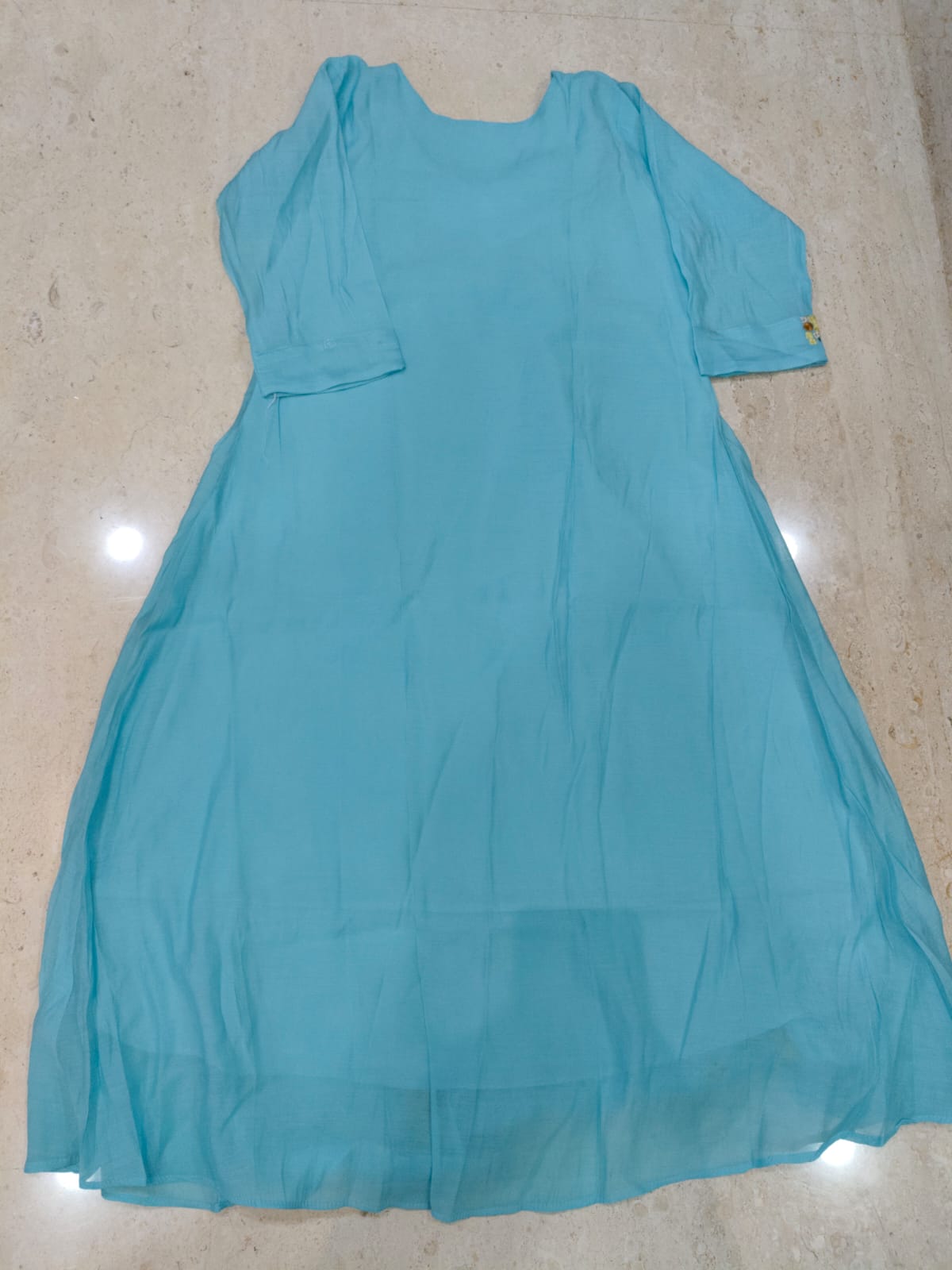 Mul chanderi maggam work anarkali kurti