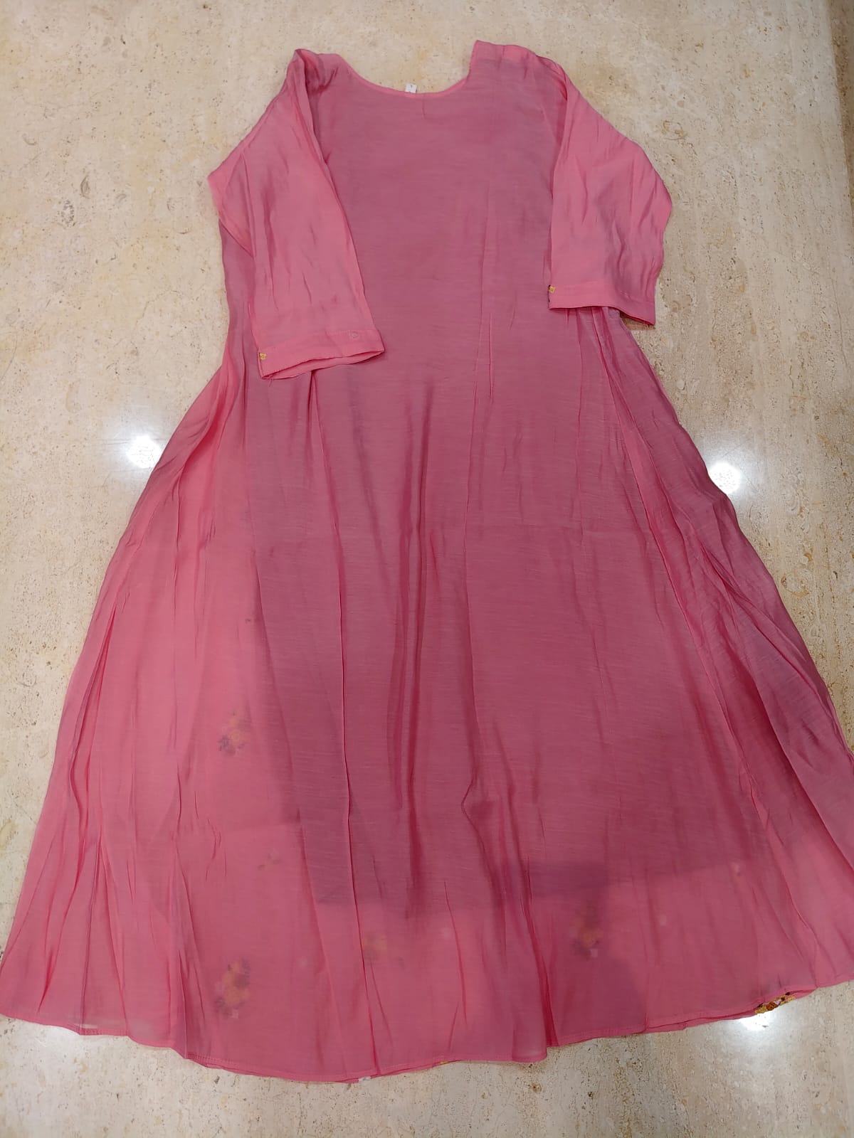 Mul chanderi maggam work anarkali kurti