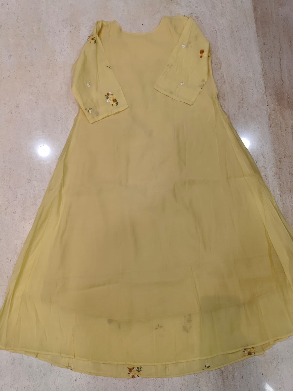 Mul chanderi maggam work anarkali kurti