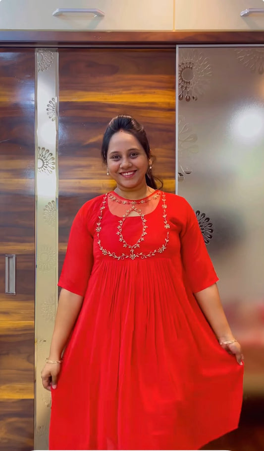 Georgette Maggam work anarkali