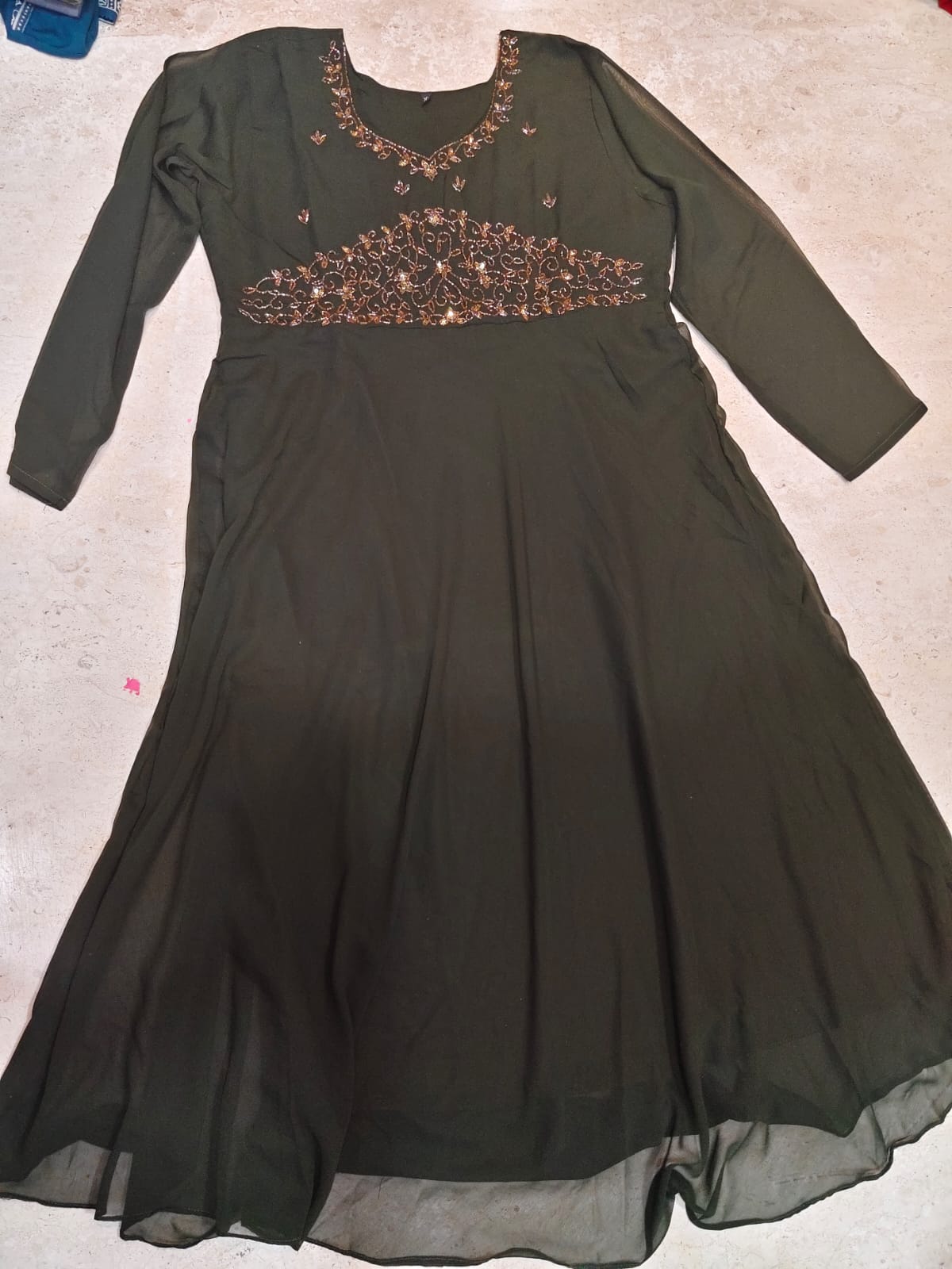 Georgette maggam work kurti