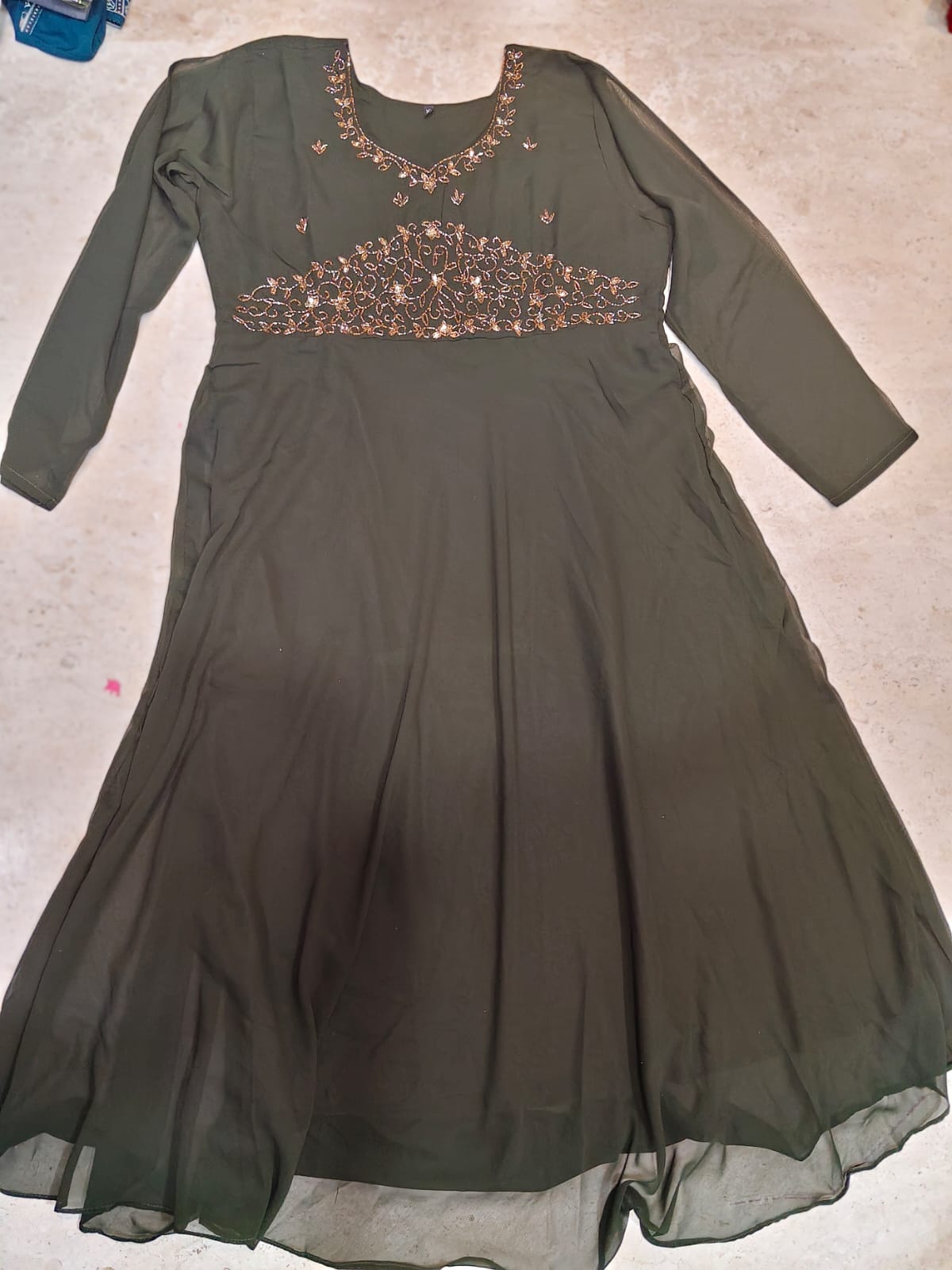 Georgette maggam work kurti