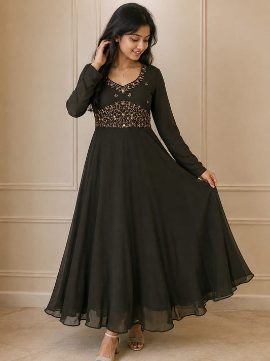 Georgette maggam work kurti