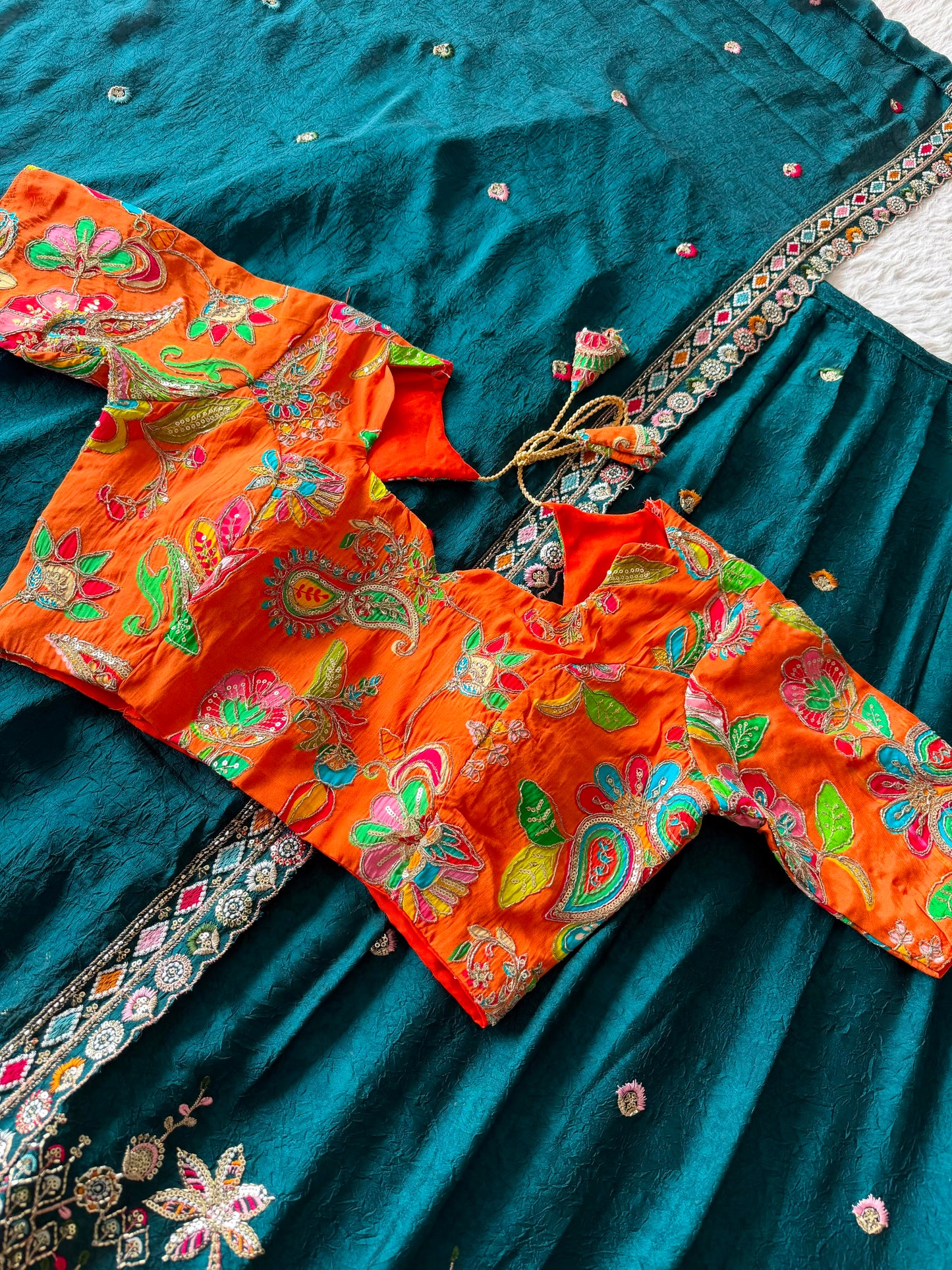 position embroidery lehanga