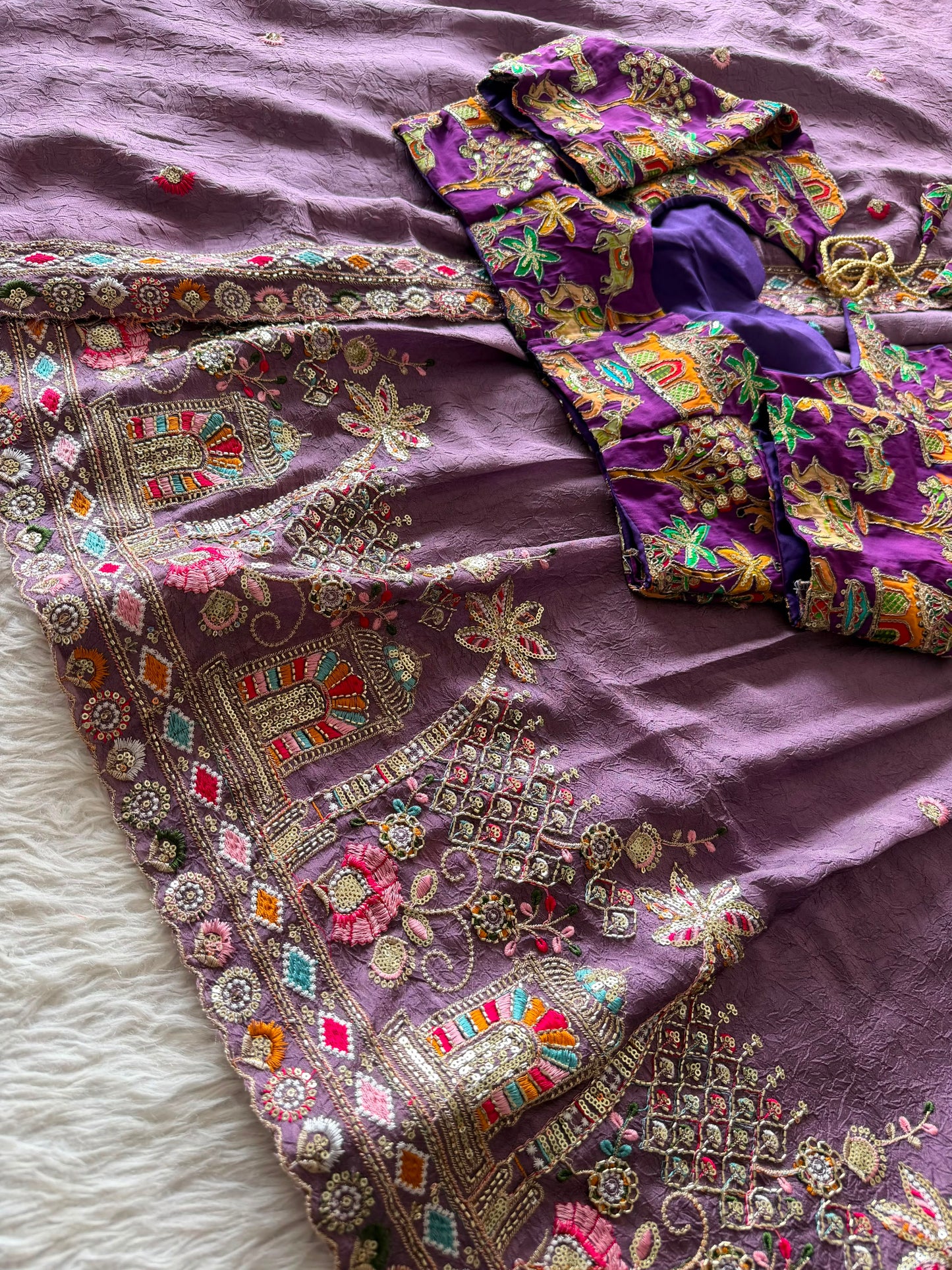 position embroidery lehanga
