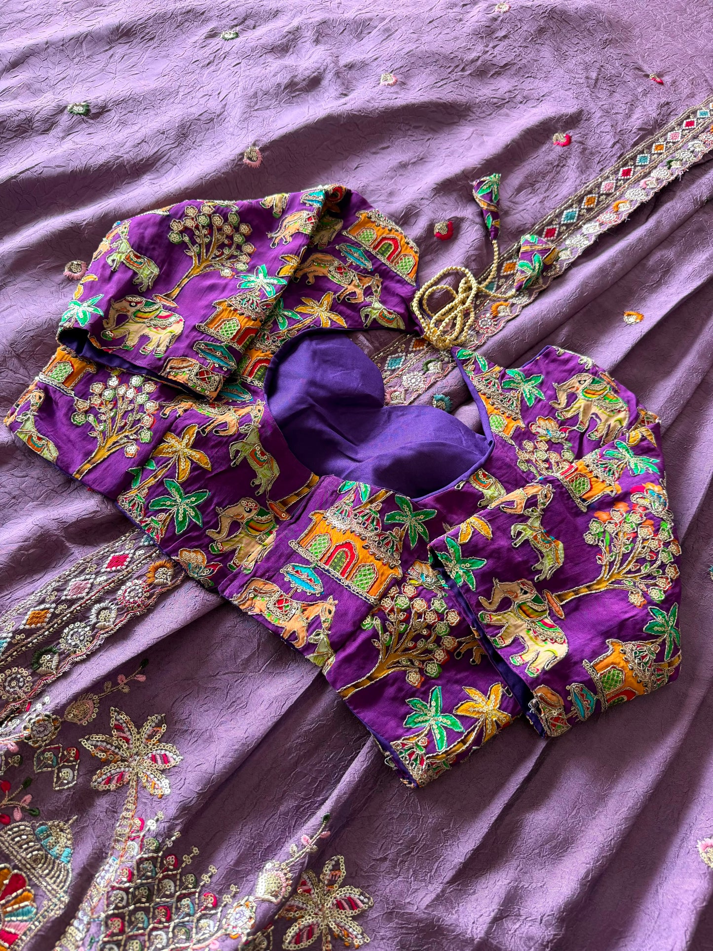 position embroidery lehanga