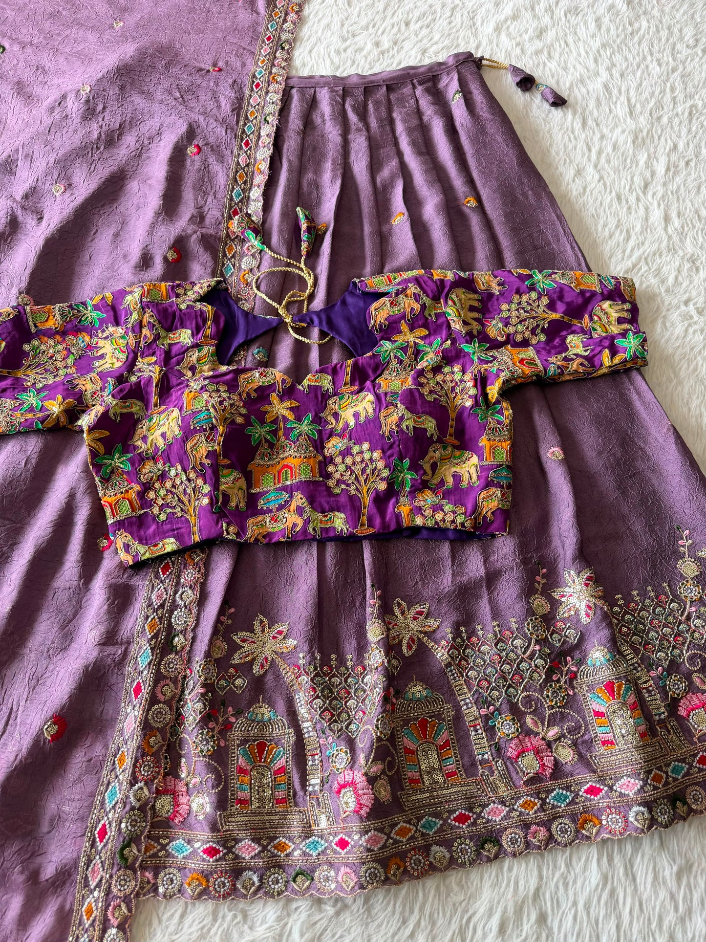 position embroidery lehanga