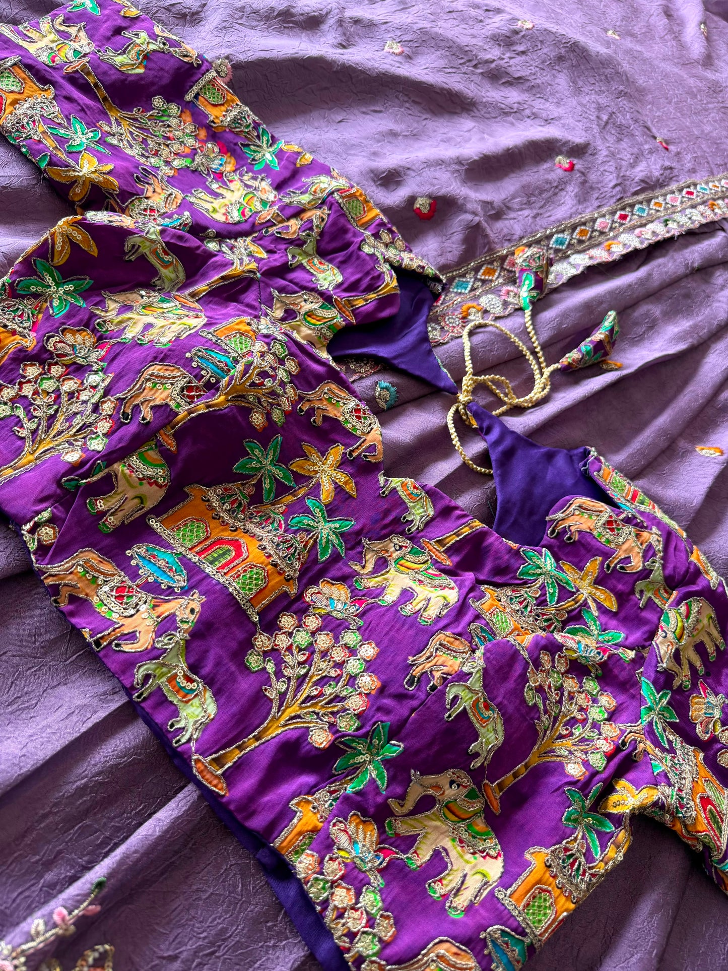 position embroidery lehanga