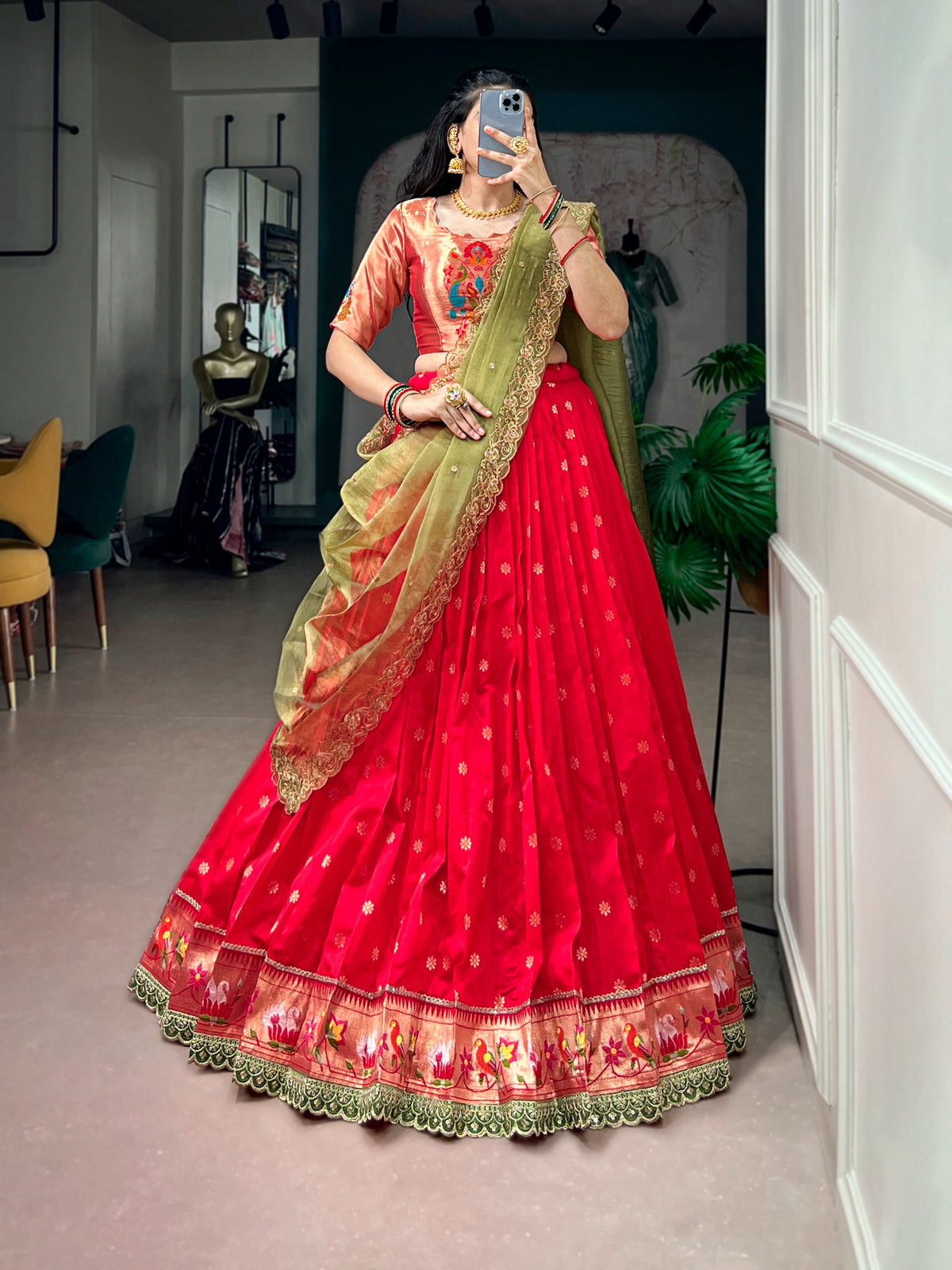 Traditional paithani  half saree