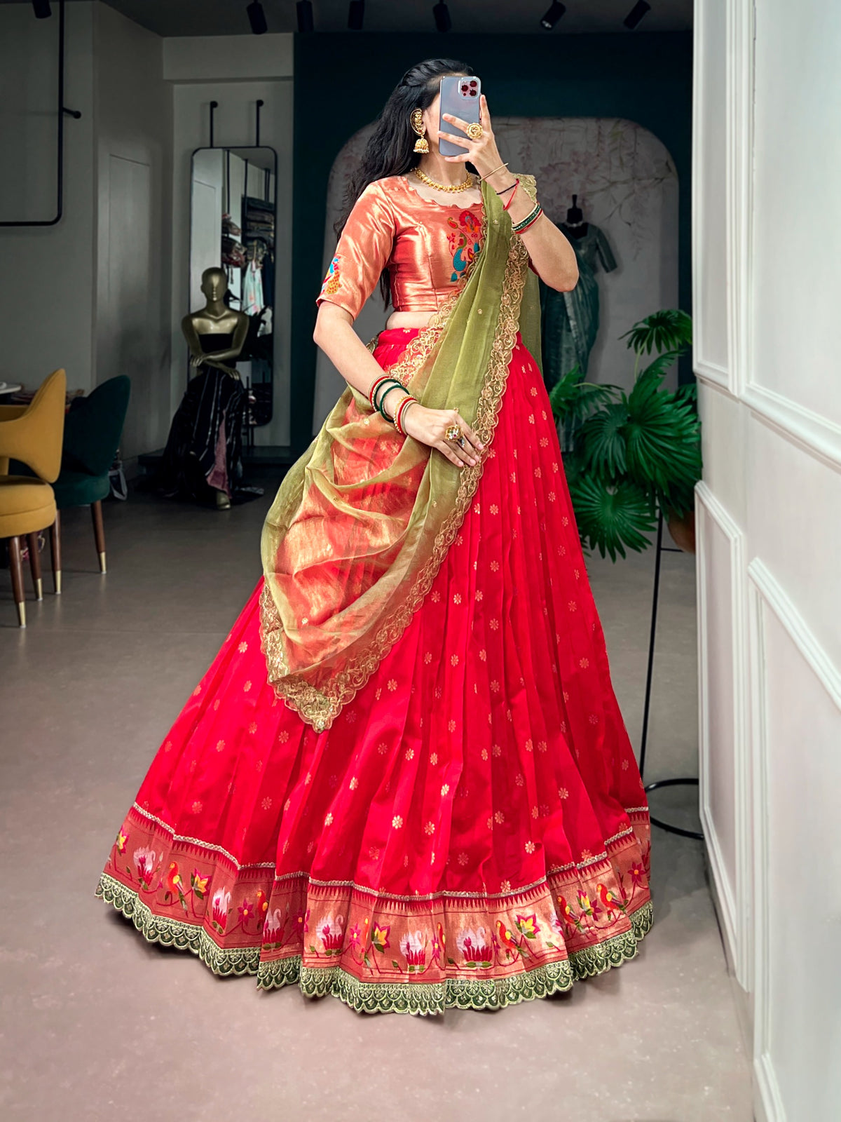 Traditional paithani  half saree