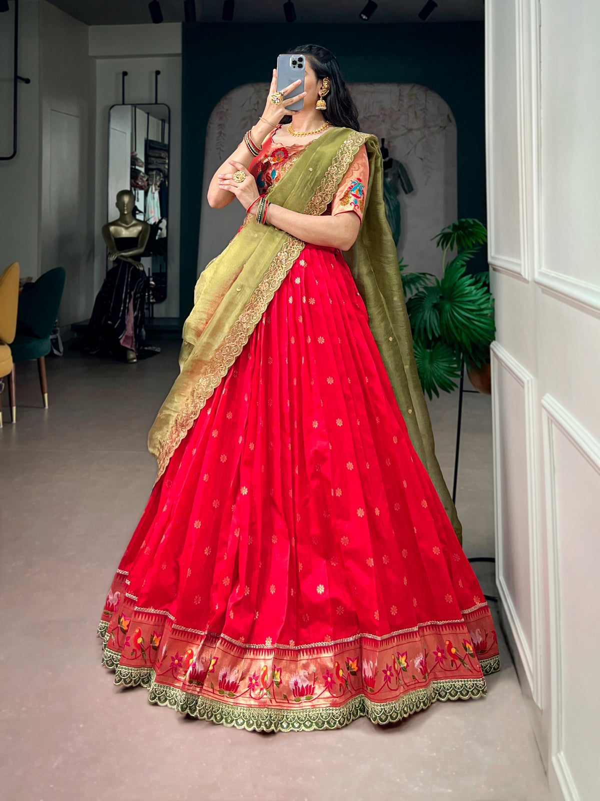 Traditional paithani  half saree