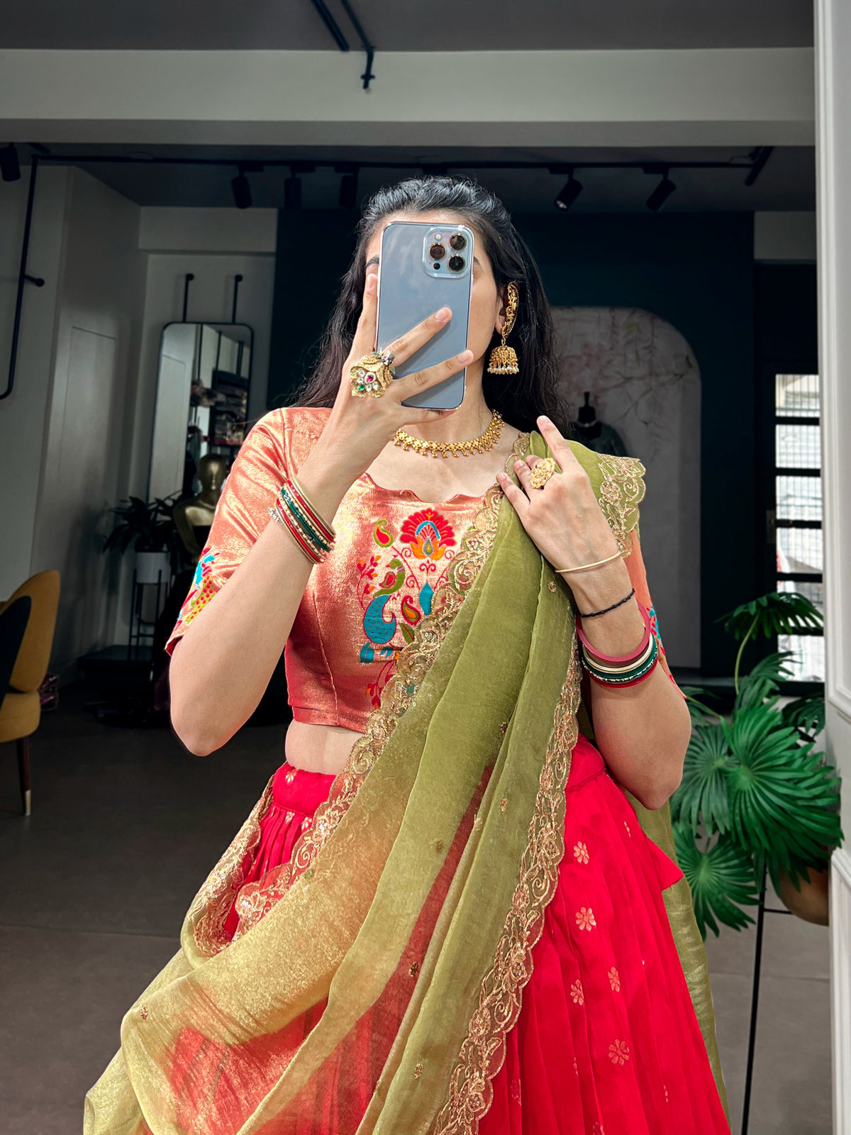 Traditional paithani  half saree