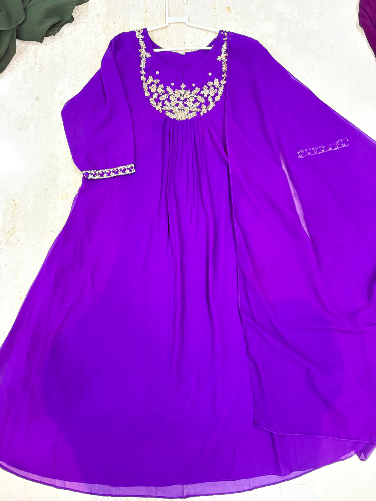 Georgette maggam work anarkali with duppata