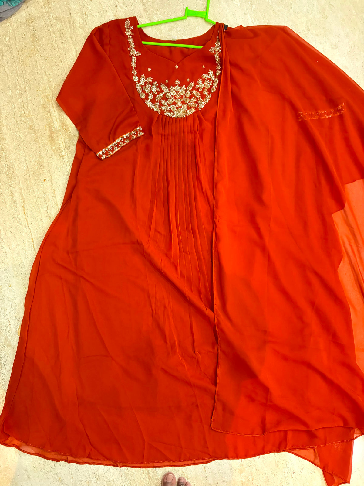 Georgette maggam work anarkali with duppata