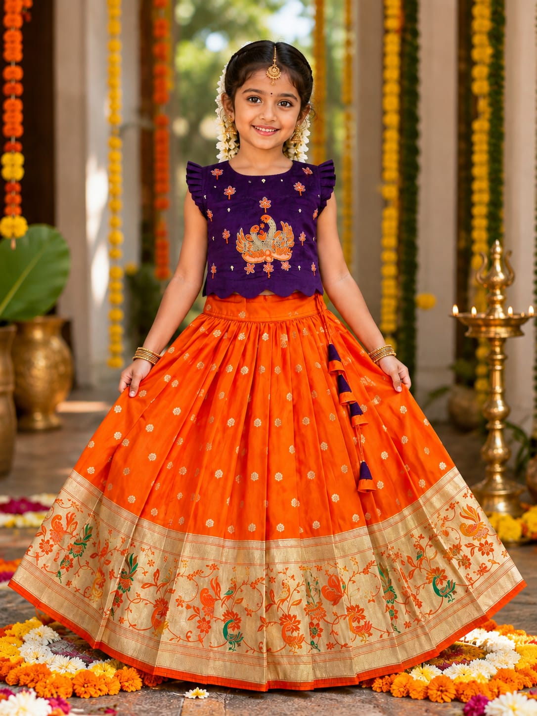 Traditional lehanga with maggam work blouse
