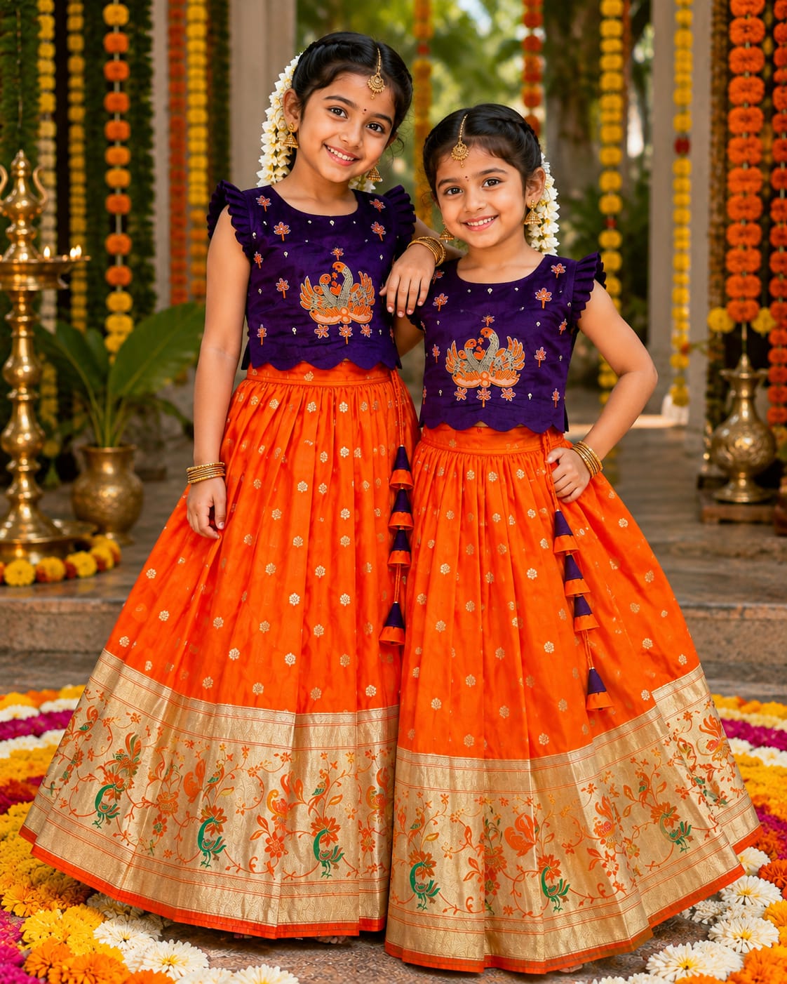 Traditional lehanga with maggam work blouse