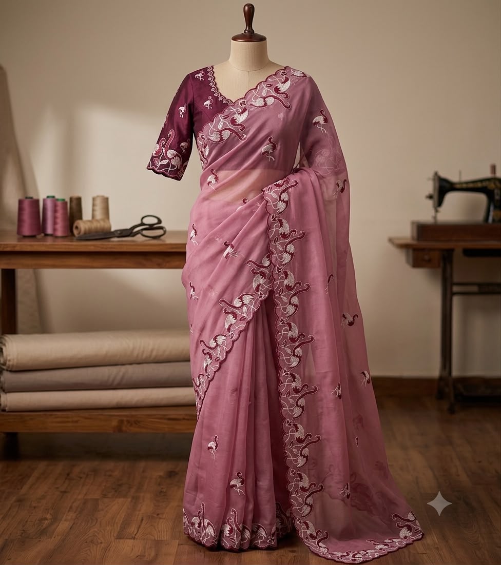 Heavy work georgette saree