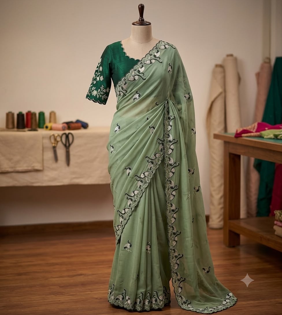 Heavy work georgette saree