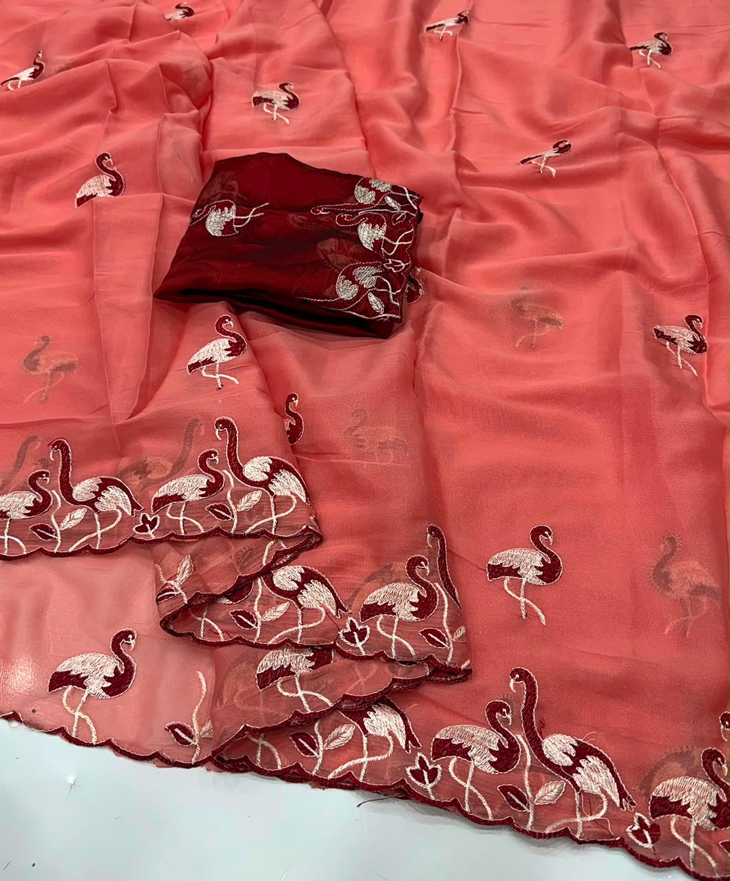 Heavy work georgette saree