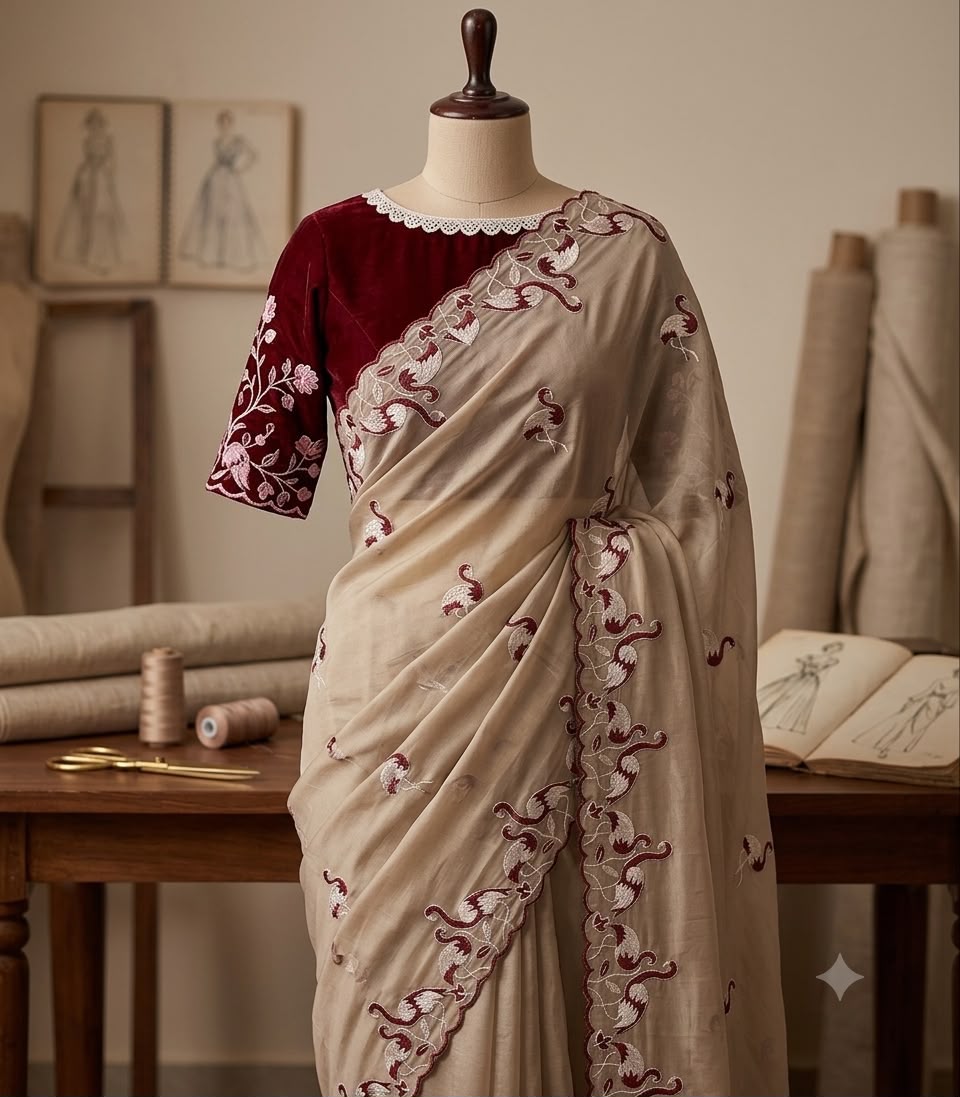 Heavy work georgette saree