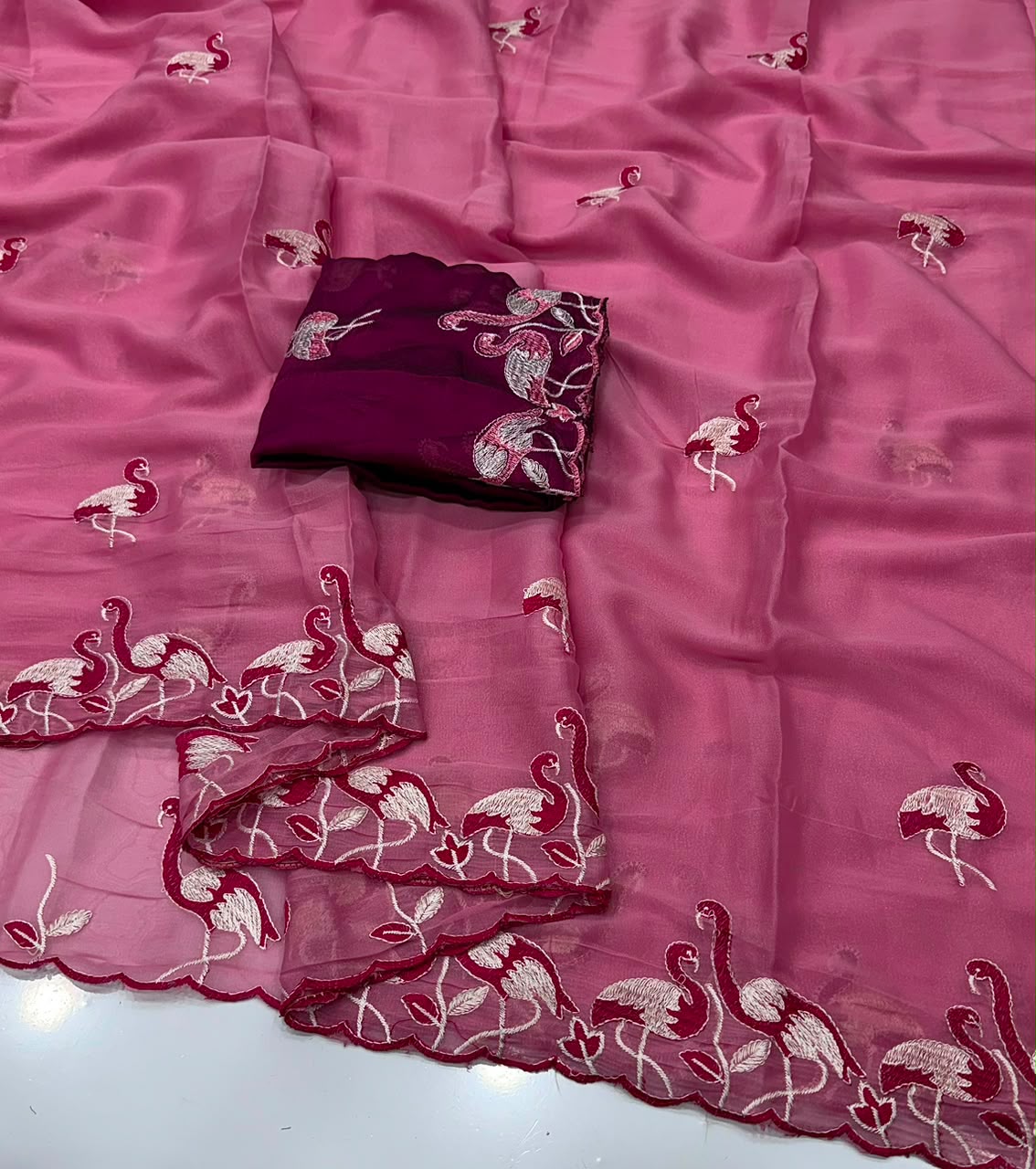 Heavy work georgette saree