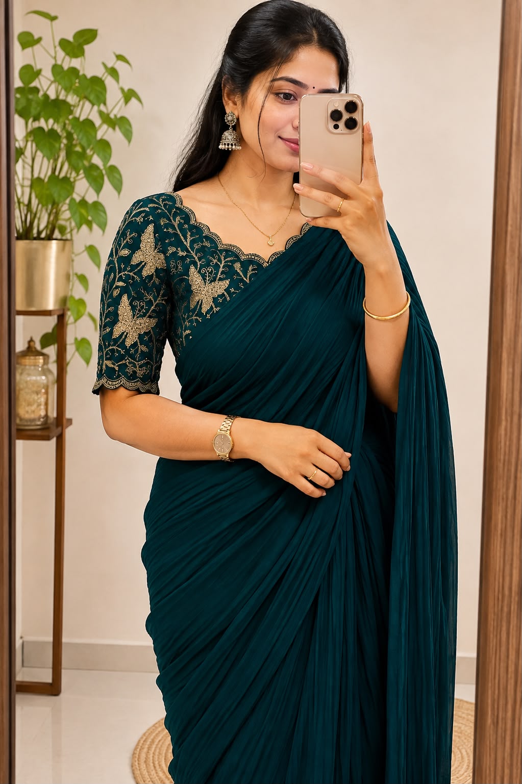 Silk saree with embroidery blouse