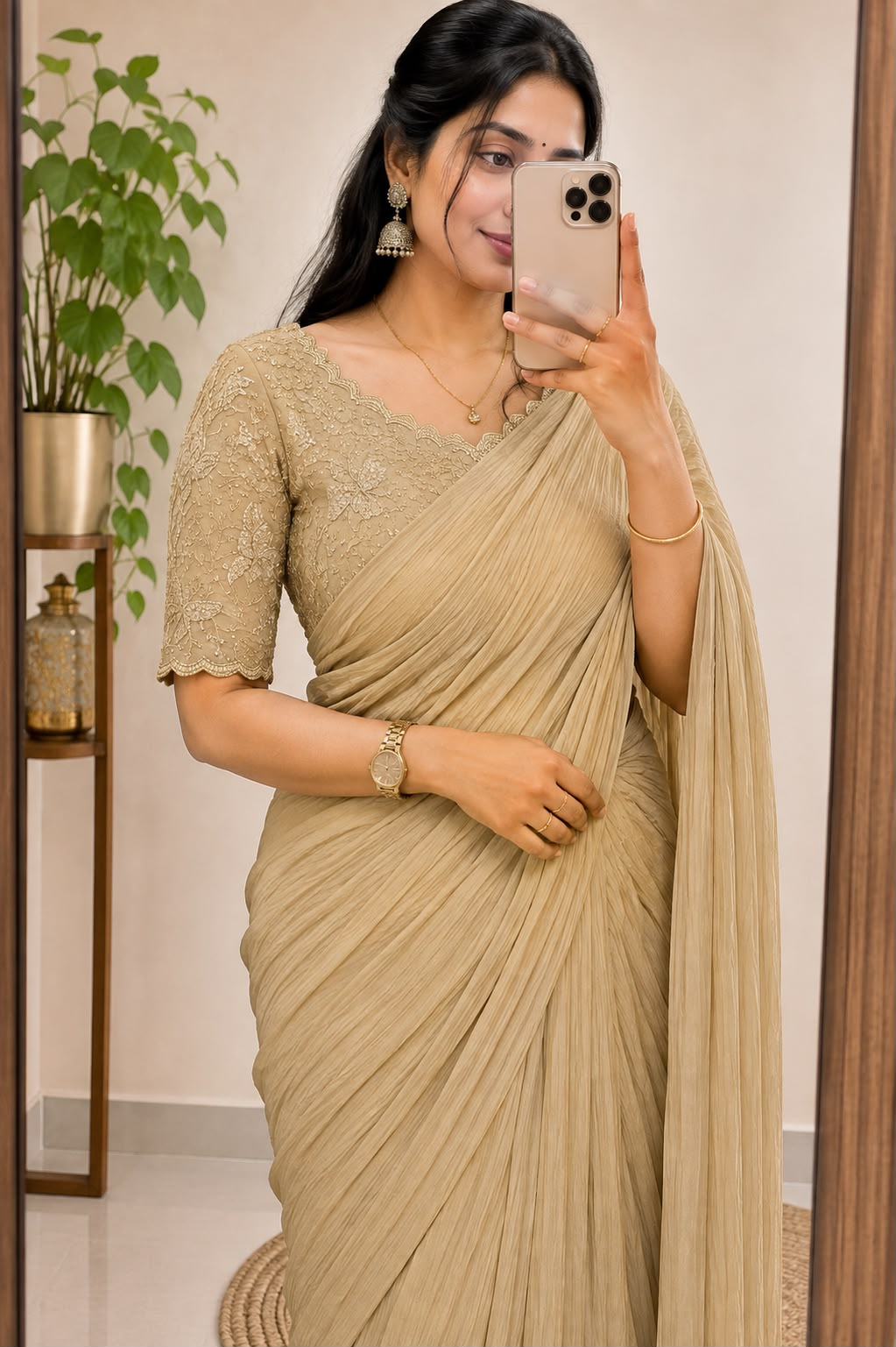 Silk saree with embroidery blouse