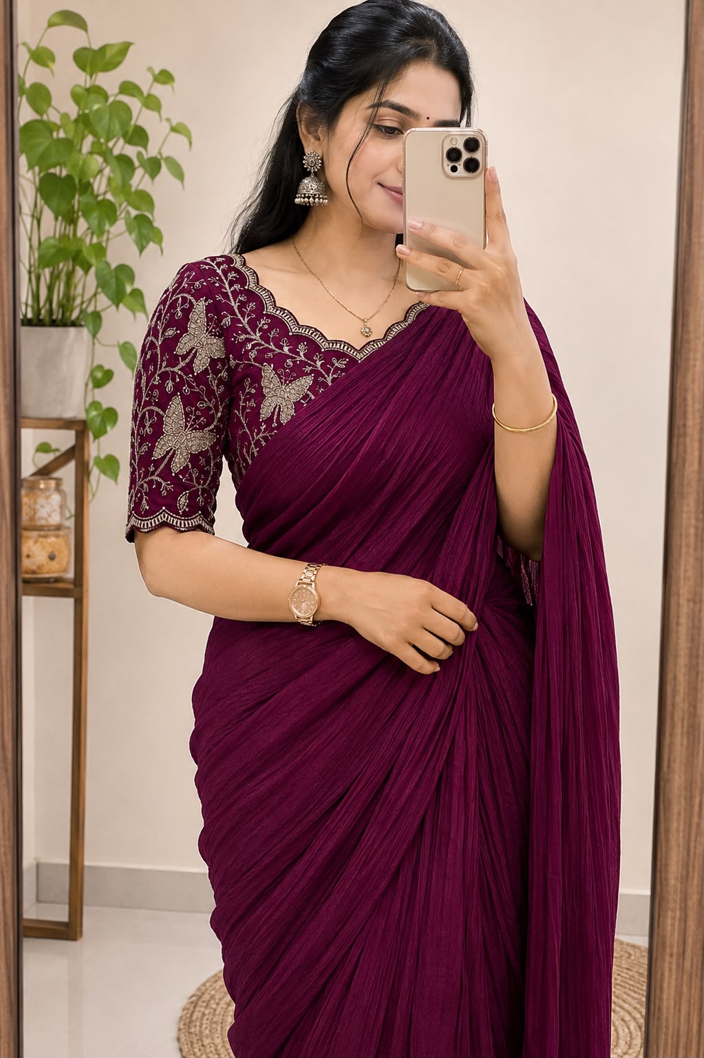 Silk saree with embroidery blouse