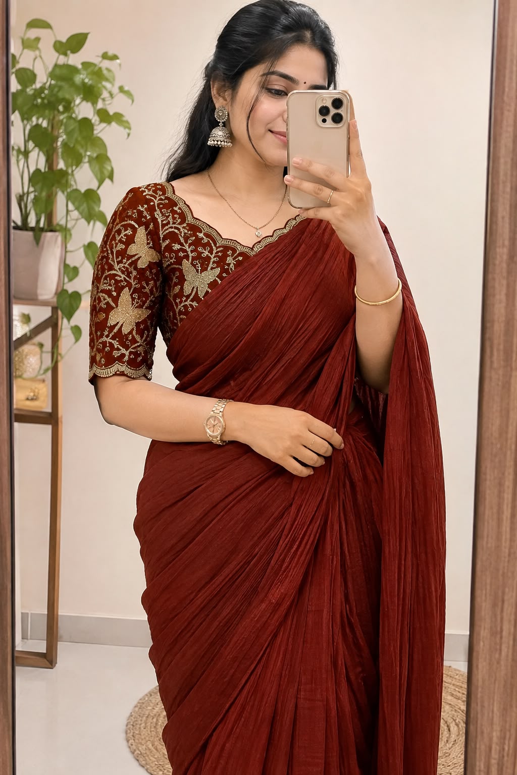 Silk saree with embroidery blouse