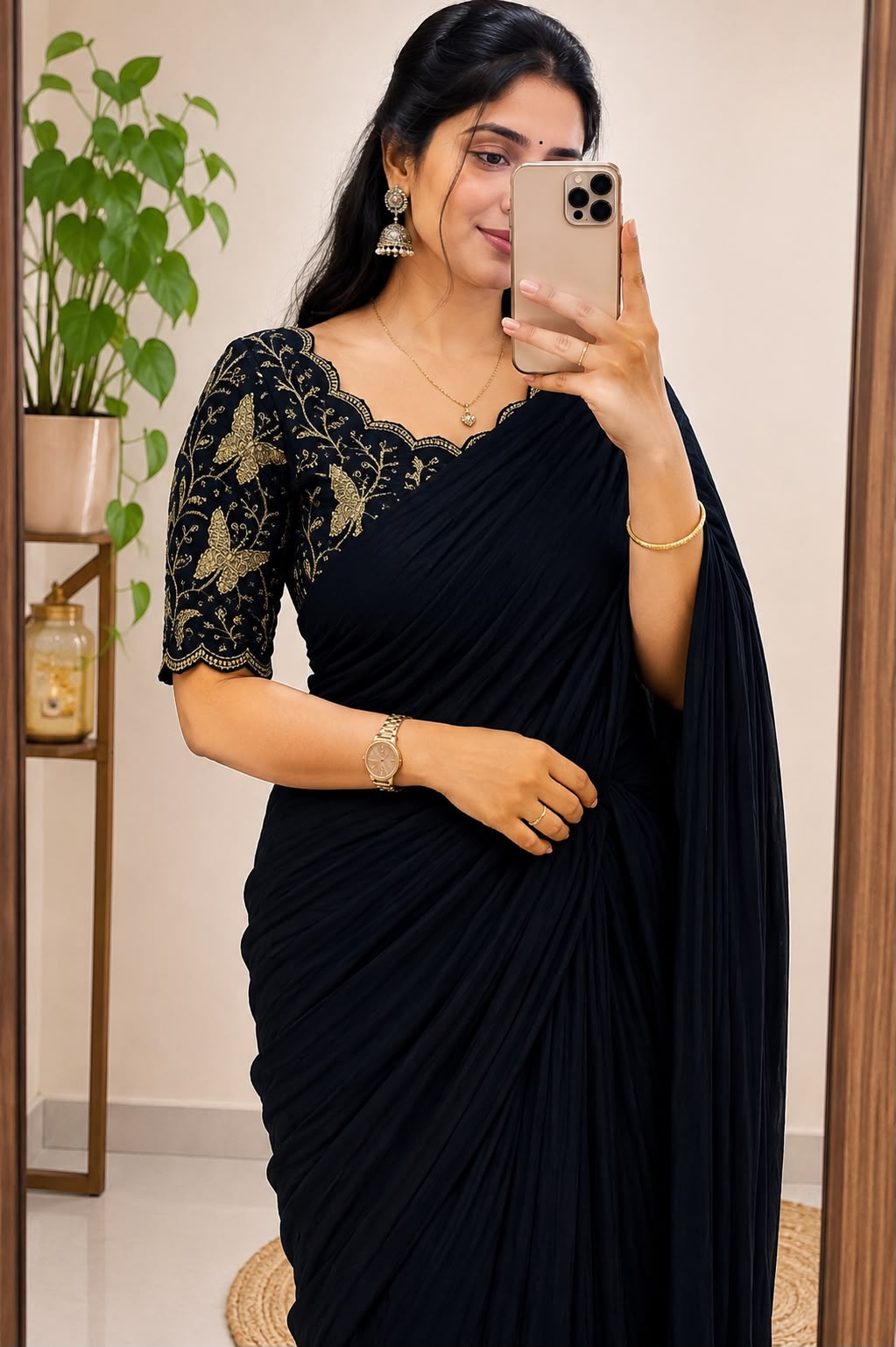Silk saree with embroidery blouse