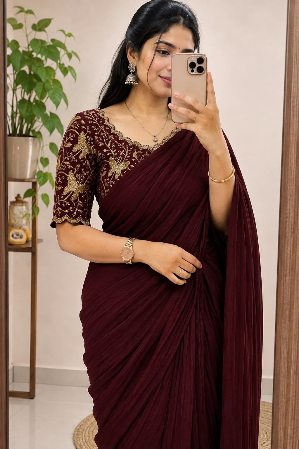 Silk saree with embroidery blouse